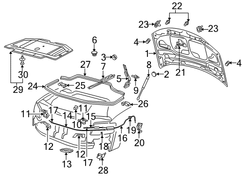 2010 Audi A8 Quattro Hood & Components Diagram