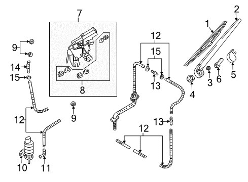 2008 Audi Q7 Rear Wiper Components Diagram