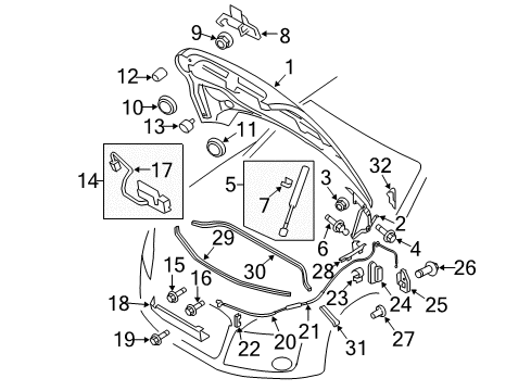 2011 Audi TT Quattro Hood & Components Diagram