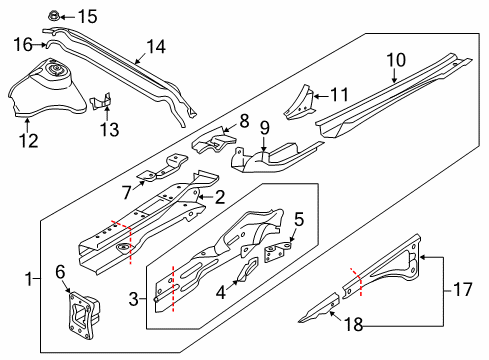 2017 Audi A3 Quattro Structural Components & Rails Diagram 2