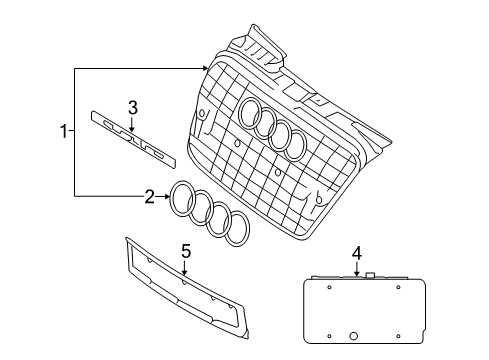 2007 Audi A4 Grille & Components Diagram 2
