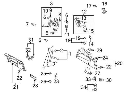 2011 Audi Q7 Interior Trim - Quarter Panels Diagram