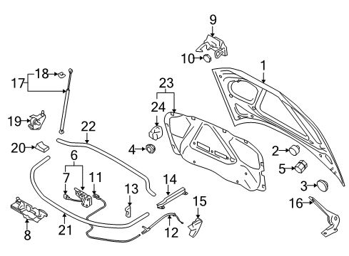 2011 Audi A3 Quattro Hood & Components Diagram