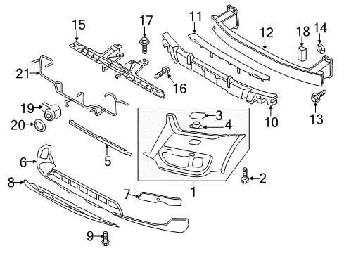 2015 Audi Q3 Quattro Bumper & Components - Front Diagram