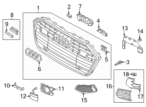 2023 Audi A6 Quattro Outer Grille Diagram for 4K0-807-648-P-TB2