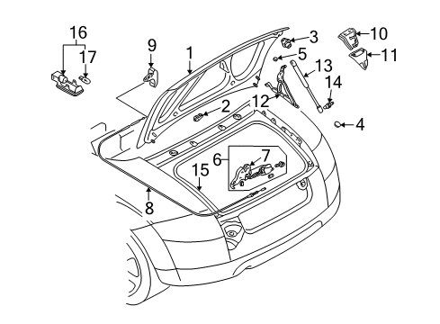 2004 Audi TT Trunk Lid & Components Diagram