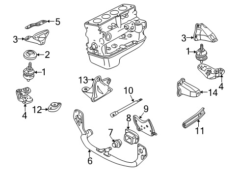 2000 Audi A4 Engine & Trans Mounting Diagram 2