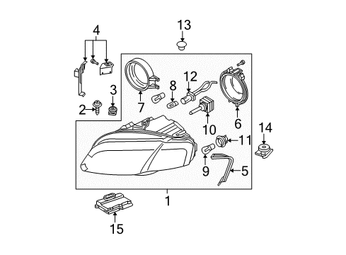 2007 Audi RS4 Headlamp Components Diagram 2