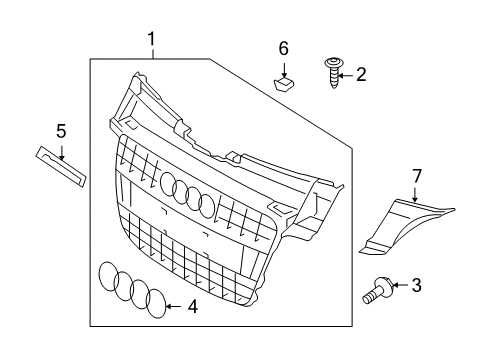 2009 Audi TT Quattro Grille & Components Diagram