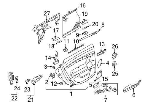 2011 Audi S6 Interior Trim - Rear Door Diagram