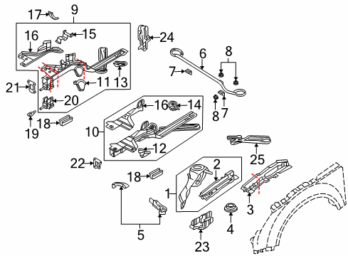2002 Audi TT Structural Components & Rails Diagram