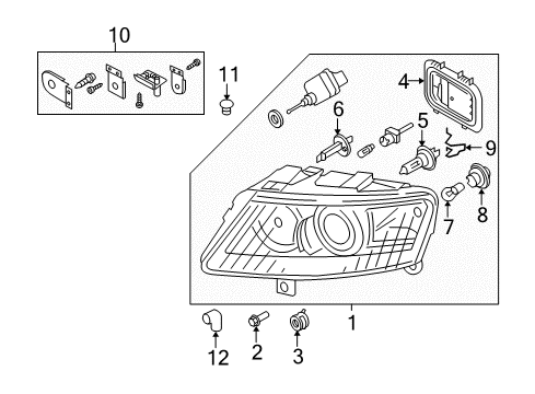 2007 Audi A6 Headlamp Components Diagram 3