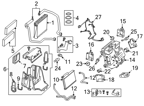 2012 Audi R8 A/C Evaporator & Heater Components Diagram