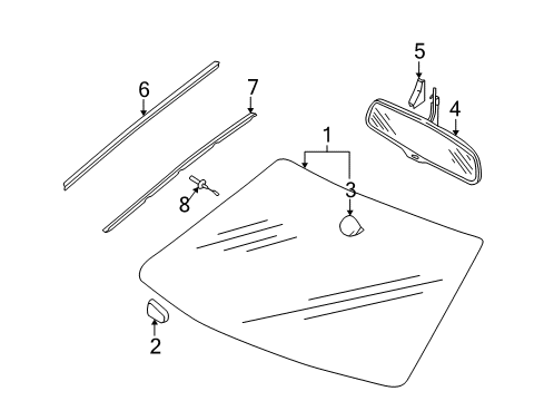 2002 Audi A4 Glass - Windshield Diagram