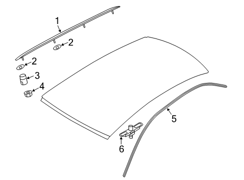 2009 Audi A4 Quattro Exterior Trim - Roof Diagram