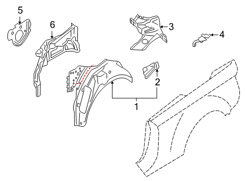 2011 Audi S5 Inner Structure - Quarter Panel Diagram