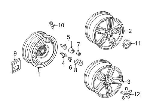 2015 Audi A3 Quattro Wheel Covers & Trim Diagram 5