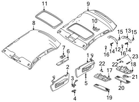 2001 Audi S4 Interior Trim - Roof Diagram 2