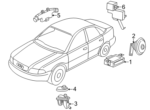 1997 Audi A4 Anti-Theft Components Diagram
