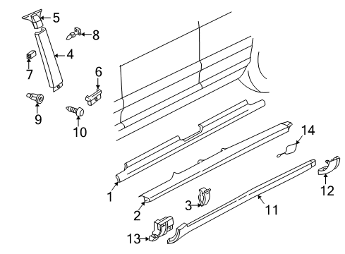 1998 Audi A6 Exterior Trim - Pillars Diagram