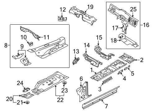 2020 Audi A5 Quattro Floor & Rails Diagram