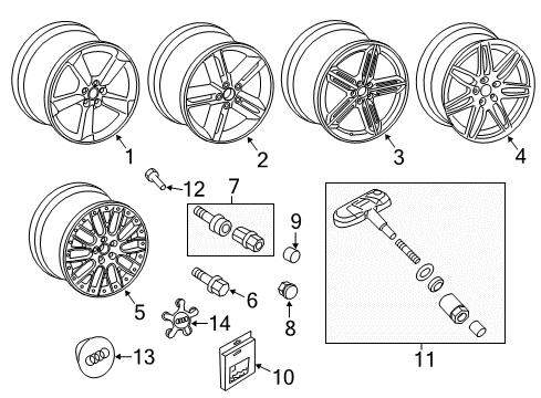 2009 Audi TT Quattro Wheel Covers & Trim Diagram