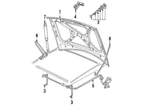 1991 Audi Coupe Quattro Hood & Components Diagram