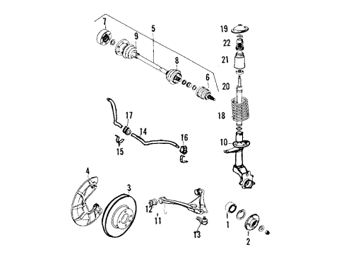 1986 Audi 4000 Front Axle Shafts & Joints Diagram