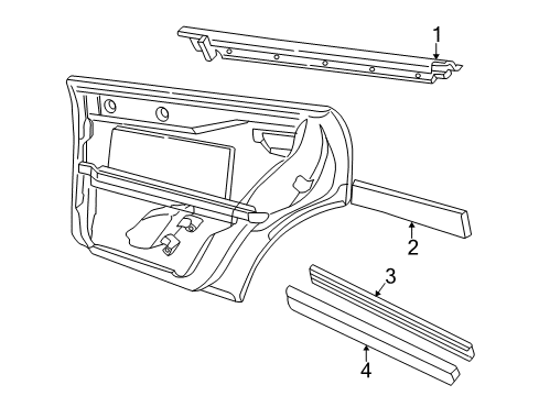 1997 Audi A4 Exterior Trim - Rear Door Diagram