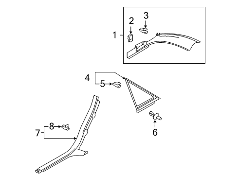 2002 Audi A4 Interior Trim - Quarter Panels Diagram