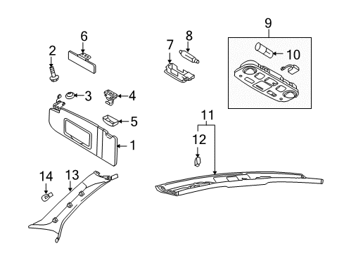 2009 Audi A4 Interior Trim - Roof Diagram