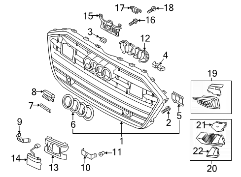 2020 Audi A7 Sportback Grille & Components Diagram
