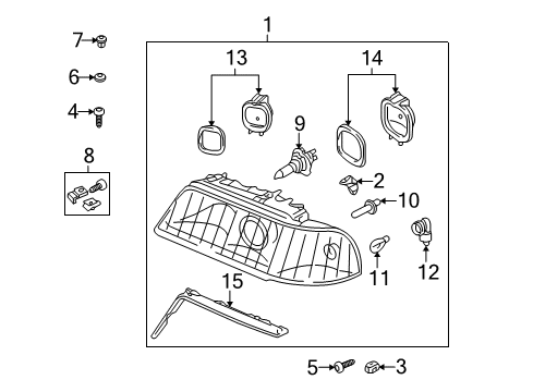 2001 Audi S8 Headlamp Components Diagram 3