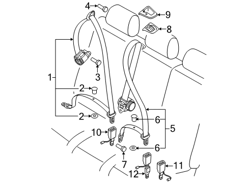 2018 Audi Q7 Second Row Seat Belts Diagram