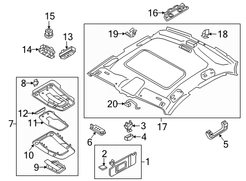 2024 Audi S5 Sportback Interior Trim - Roof Diagram