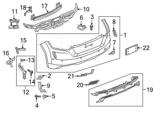 2019 Audi TTS Quattro Bumper & Components - Rear Diagram