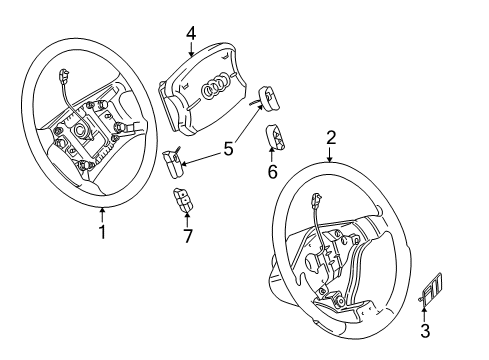 1998 Audi A8 Steering Wheel & Trim Diagram