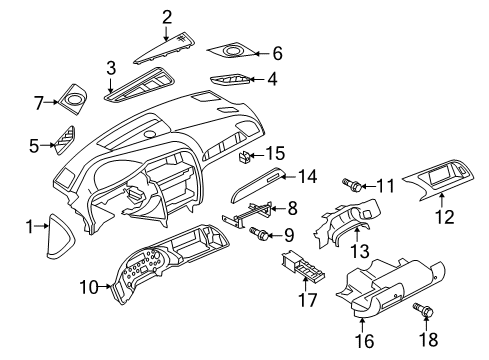 2012 Audi A4 Instrument Panel Components Diagram