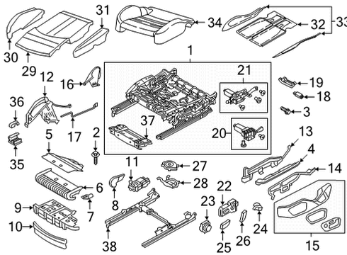 2021 Audi RS6 Avant Front Seat Components Diagram 2