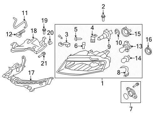 2009 Audi A4 Headlamp Components Diagram 3