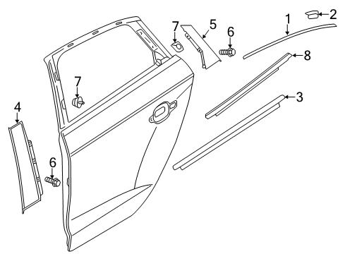 2017 Audi A3 Quattro Exterior Trim - Rear Door Diagram