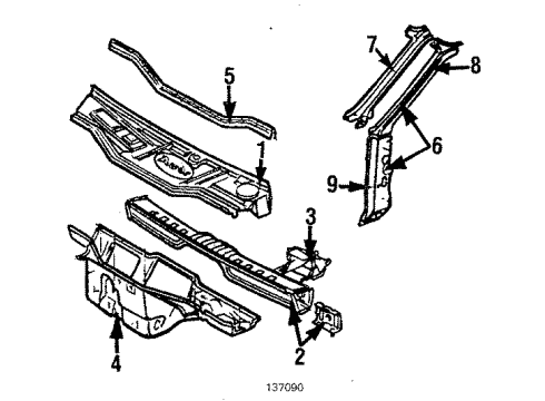 1985 Audi 5000 Cowl Panels Diagram