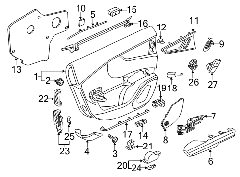 2013 Audi S7 Interior Trim - Rear Door Diagram