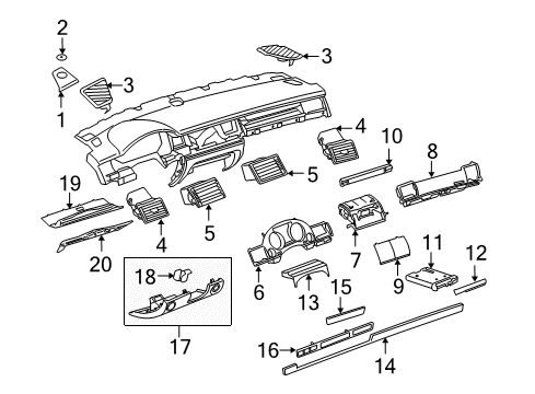 2010 Audi A8 Quattro Instrument Panel Components Diagram
