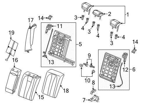 2017 Audi A4 Rear Seat Components Diagram