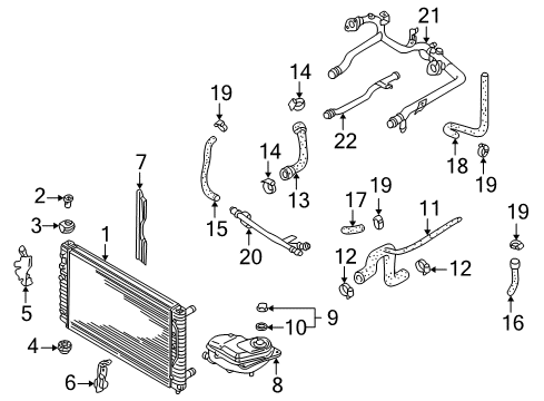 1996 Audi A4 Radiator Diagram for 8D0-121-251-BC