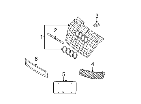 2007 Audi RS4 Grille & Components Diagram