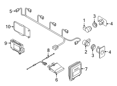 2019 Audi Q8 Electrical Components - Rear Bumper Diagram