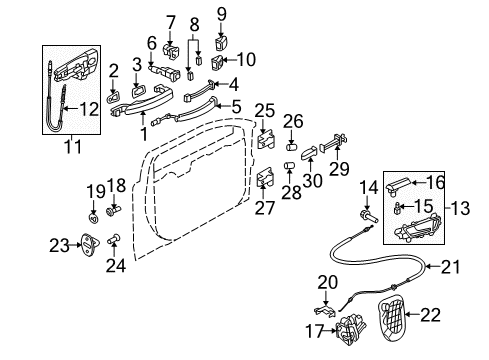 2009 Audi A4 Front Door - Lock & Hardware Diagram