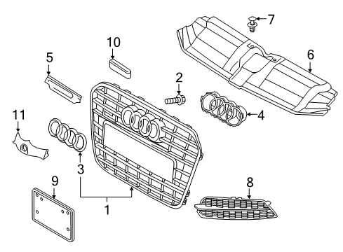 2016 Audi A6 Grille & Components Diagram